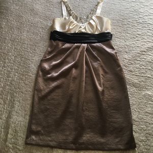 David's Bridal Ivory Silver Black Evening Dress 10